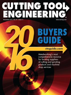 November 2015 issue of Cutting Tool Engineering magazine