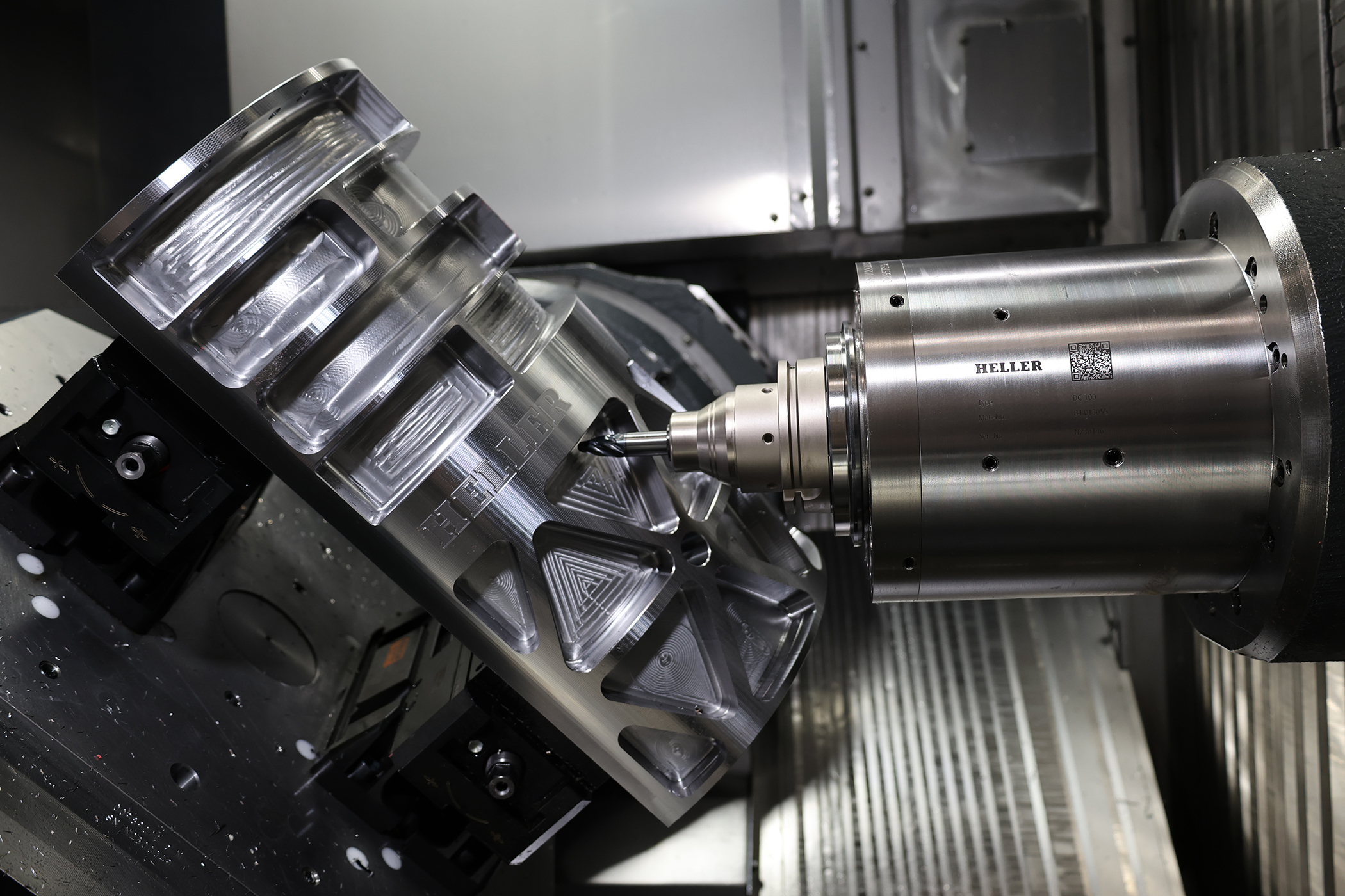 A complete aerospace housing is machined in one setup.