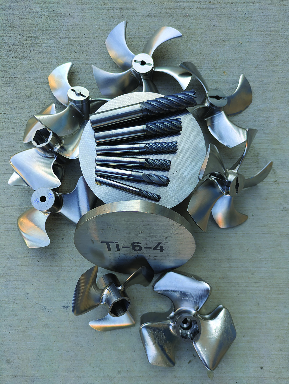EMUGE's TOP-Cut VAR End Mills machined titanium propellers.