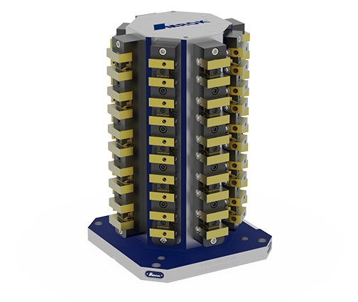 An Amrok pallet outfitted with Mitee-Bite Uniforce clamps