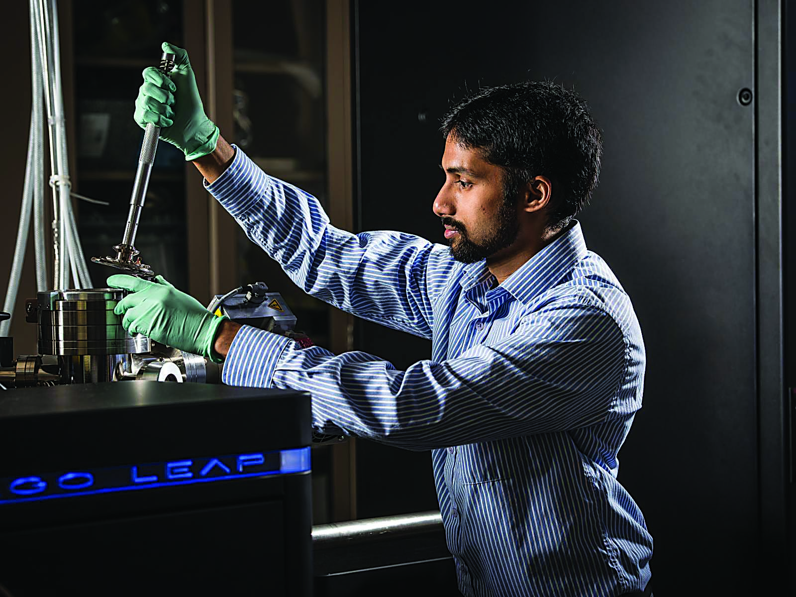 Devaraj works in the lab. 