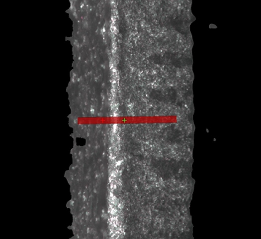  cutting edge radius of laser ablated tooling. Notice the large rounded cutting edge. 