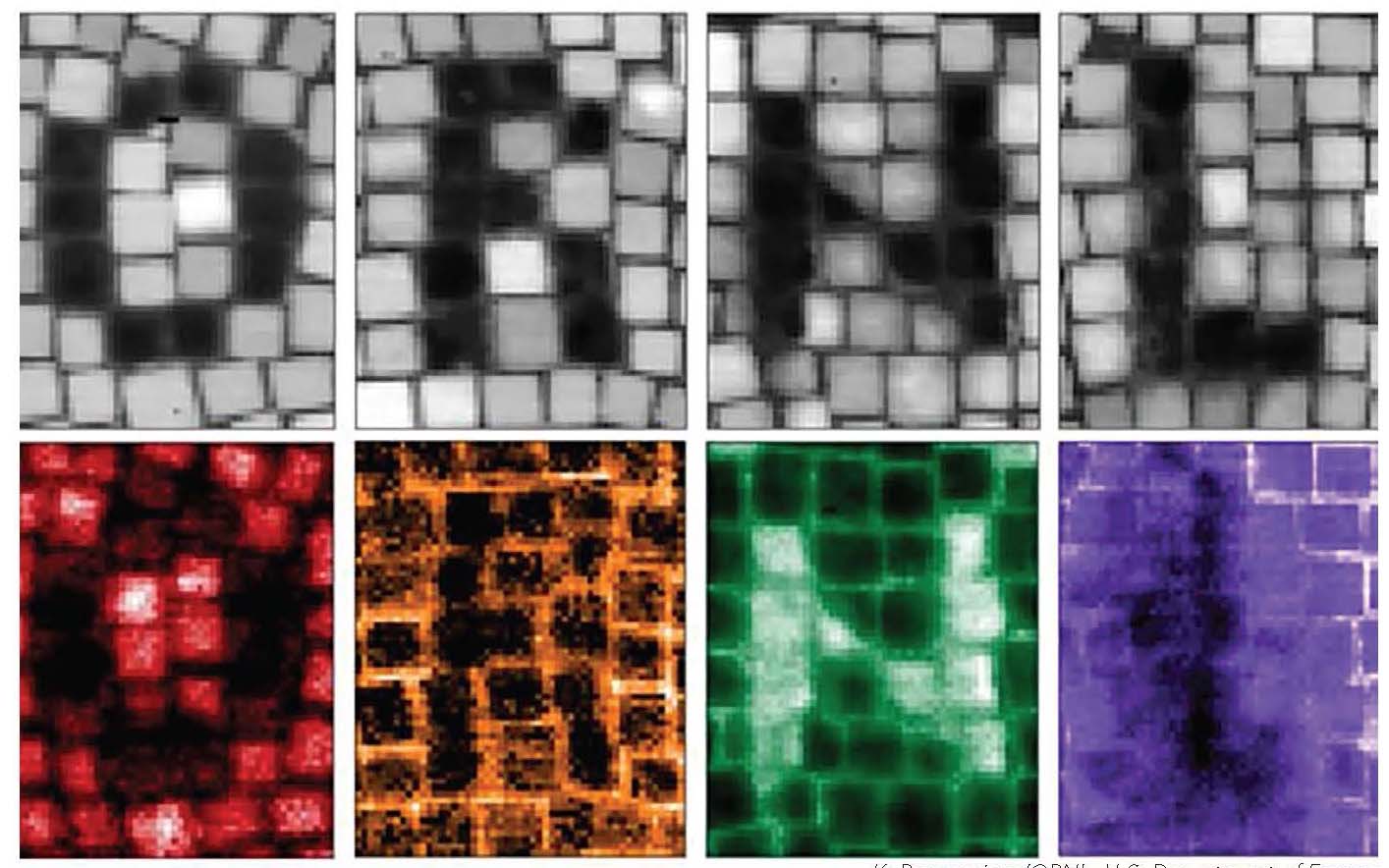 ORNL scientists used an electron beam for precision machining of nanoscale materials. Cubes were milled to change their shape and also could be removed from an array.