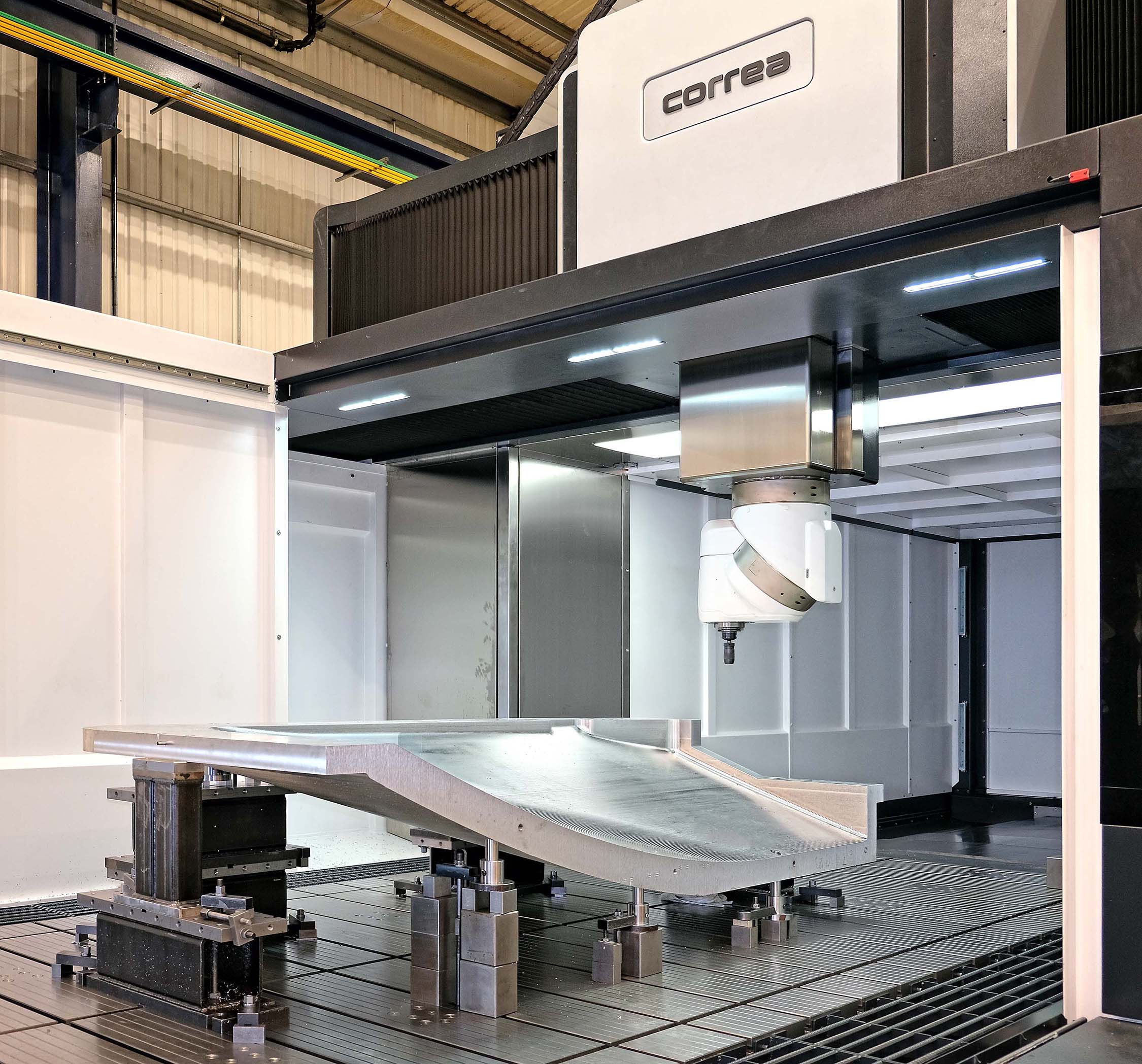 The new Correa 5-axis machining centerat Park Engineering, Stalybridge, producing the aluminum freeform surface-profiled part.