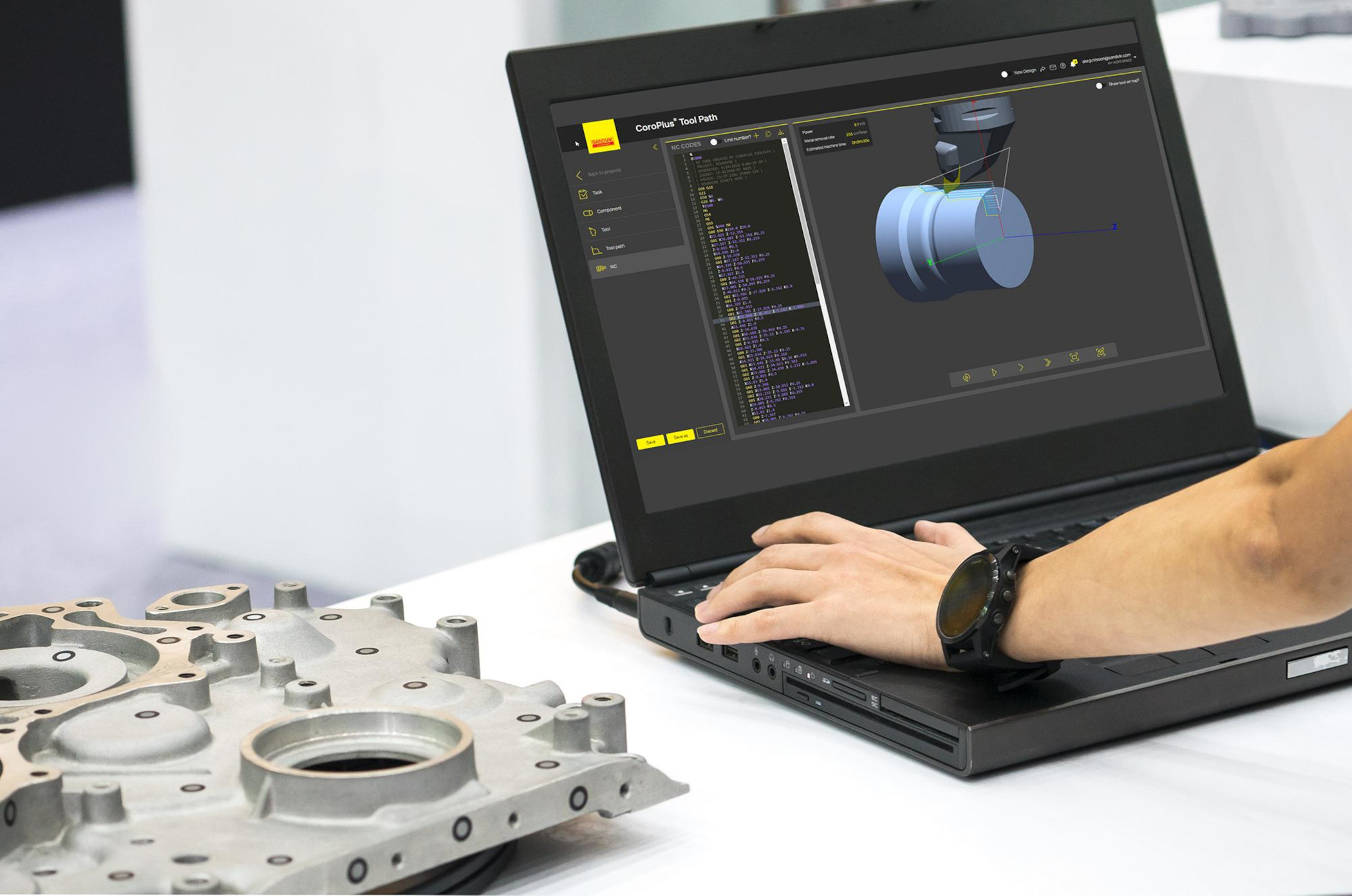 The online digital software tool CoroPlus Tool Path supplies programming numerical control (NC) codes and other parameters for optimized machining.