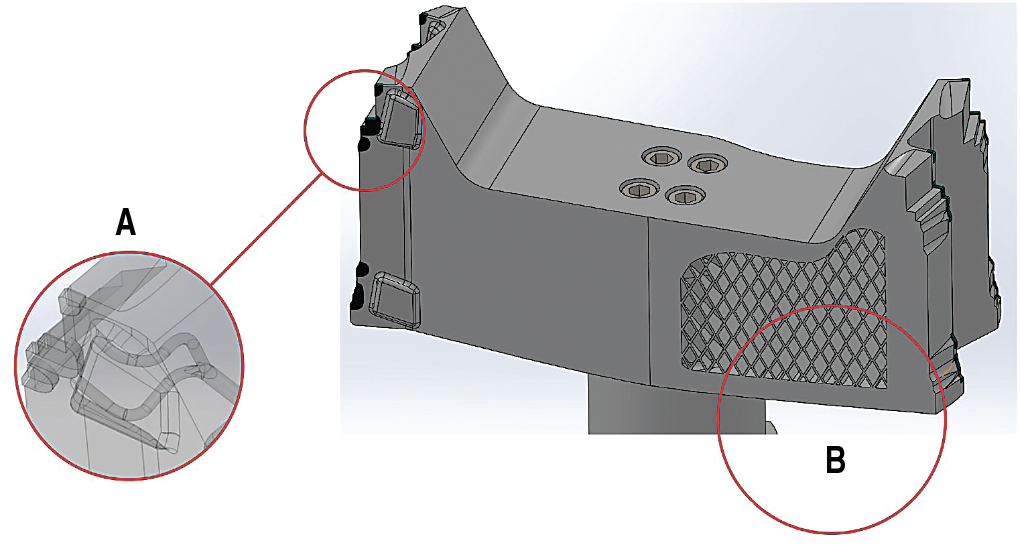 This 3D-printed tool features coolant channels.