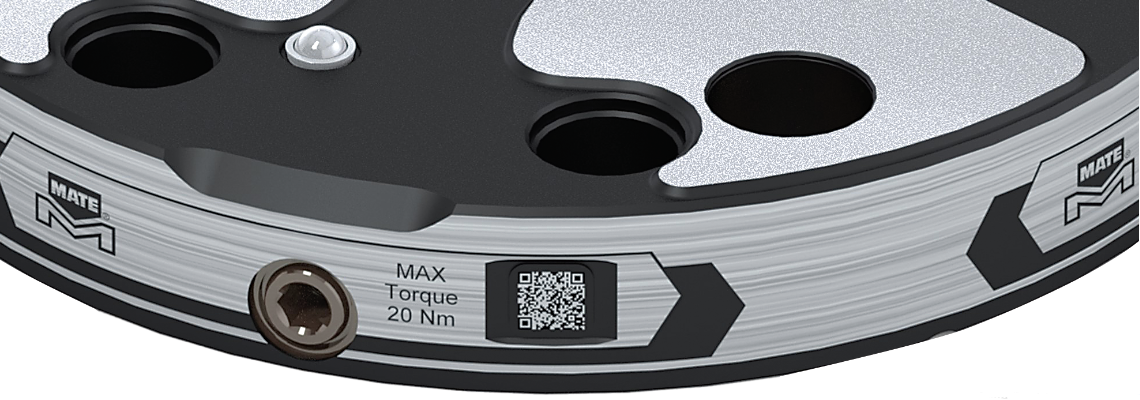  The QR code embedded in workholding products from Mate Precision Technologies gives access to a wealth of information about the devices for users.