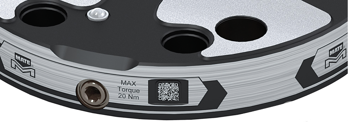 The QR code embedded in workholding products from Mate Precision Technologies gives access to a wealth of information about the devices for users.