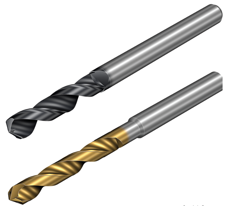 CoroDrill 462 tools (top) feature more versatile, general-purpose -XM geometry while the CoroDrill 862 (bottom) has the -GM geometry, which can be optimized for a specific application.