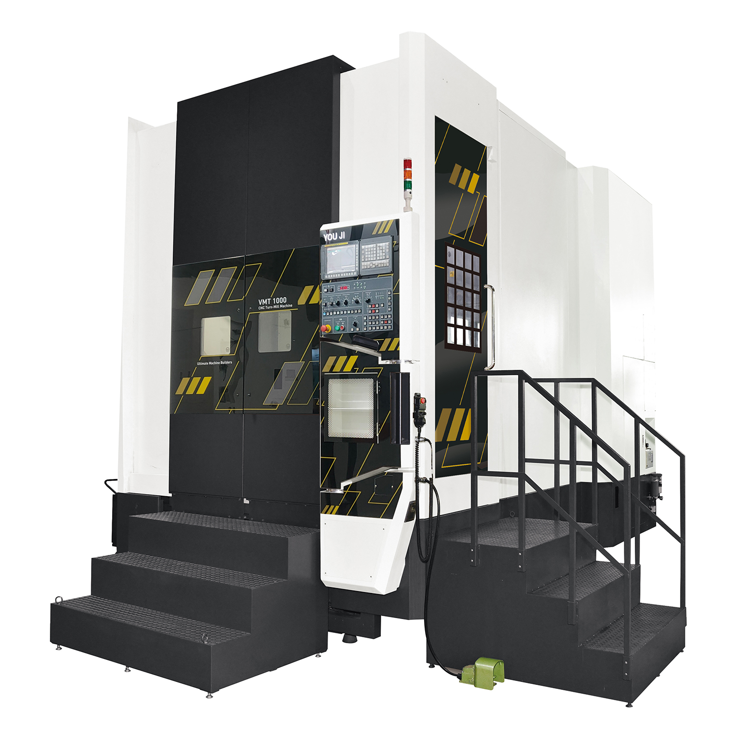  The VMT-1000+Y vertical mill/turn center reduces the number of setups needed to machine medium- and large-size parts.