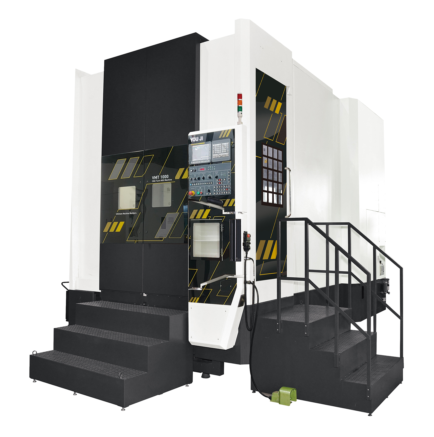 The VMT-1000+Y vertical mill/turn center reduces the number of setups needed to machine medium- and large-size parts.