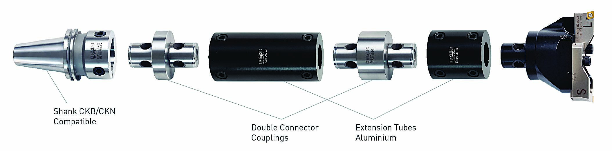 The BIG KAISER CKN connection is the strongest tool connection for lightweight tools. The double connector coupling enables the use of aluminum extension tubes, which results in a considerable weight reduction for larger tools.