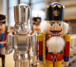 CNC-milled aluminum nutcracker and its wooden counterpart