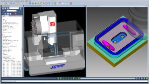 A Vericut screenshot of a simulated CNC milled part