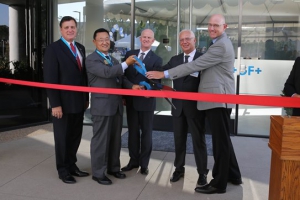 (Left to right): State Assembly Member Donald P. Wagner, a member of the California State Assembly from the 68th district; Irvine Mayor Steven S. Choi; Glynn Fletcher, president of GF Machining Solutions Americas; Pietro Lori, head of GF Piping Systems and a member of the GF executive committee in Switzerland; and James Jackson, head of business unit Americas for GF Piping Systems. Credit: GF Machining Solutions.
