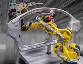 FANUC's new seven-axis R-1000iA/120F-7B robot, introduced at Fabtech 2017.