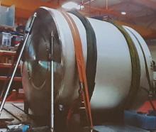 A large part strapped down A large part strapped down