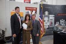 Hermle V.P. Manuel Merkt, Lt. Gov. Rebecca Kleefisch, GACC's John Gatto Machine tool builder recognized for new apprenticeship collaboration