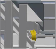 Extended wing guard helps prevent scrap from getting stuck in conveyor system's wings. Courtesy PRAB Inc.