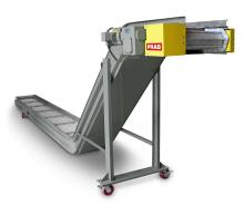Steel-belt conveyor photo courtesy of PRAB Whitepaper: How to automate chip removal with the right conveying system