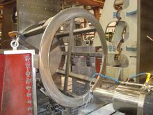 Coldwater Machine Co. machines a large combustor frame Coldwater Machine Co. machines a large combustor frame