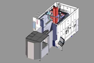 5-axis machining center with milling/turning, 1000mm diameter, 600mm height, 1000kg capacity, and direct drives for high precision.