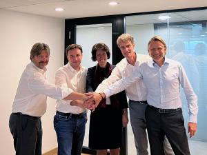 Left to right: Executive Board Speaker Dr Andreas Lackner, Michel Curtat and Executive Board Members Melissa Albeck, Thierry Wolter and Frank Thomé