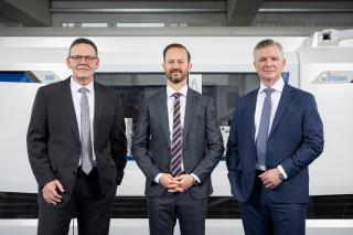 From left to right: Jens Bleher, COO of the United Grinding Group; Sandro Bottazzo, new CEO of Studer; and Daniel Huber, Chief Technology Officer of Studer.