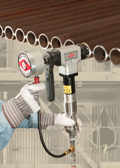 MILLHOG Tube Weasel Air-Clamp Beveling Tool Produces High Torque MILLHOG Tube Weasel Air-Clamp Beveling Tool