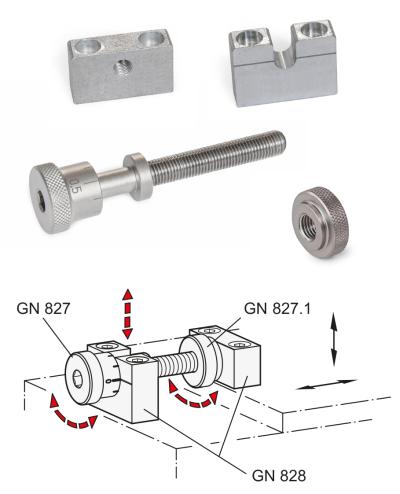 GN 827 Steel Adjusting Screw Stainless Steel Adjusting Screws With an Adjustment Scale