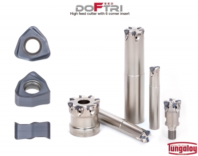 DoFeedTri High-Feed Milling Cutter with 6 Cutting Edge Inserts