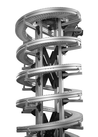 Tight Turning Radius Option for FlexMove Helix Conveyors Conveyors Gain More Layout Flexibility With Tight Turning Radius Option