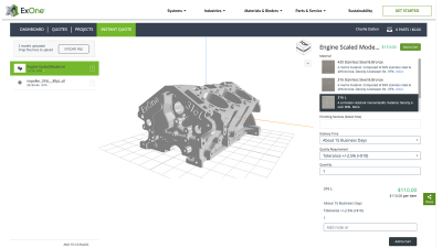 Quick Ship Metal 3D Printing Services with Digital Quoting Tool and Materials
