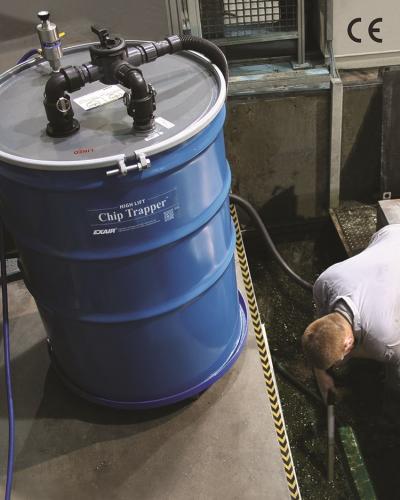High Lift Chip Trapper for Cleaning Coolant Sumps, Waste Oil Pits High Lift Chip Trapper