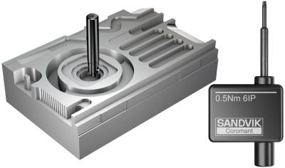 CoroMill 390 end mill with size 07 inserts and unique torque key