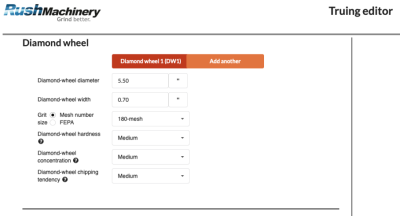 Online Truing Parameters Calculator for Truing and Dressing Diamond and CBN Wheels