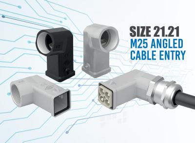21.21 Rectangular Connectors ILME “21.21” Metal Hoods with M25 Angled Cable Entry for Various Industrial Applications