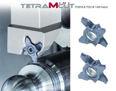 TetraMiniCut Left-Handed Inserts Left-Hand Tooling Increases Productivity of Multitasking Machines