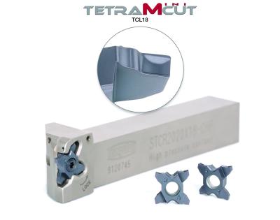 TetraMini-Cut 4-Edged Grooving Insert Line Expanded TetraMini-Cut 4-Edged Grooving Insert Line IncludeS TCL18 Inserts in 1.75 mm and 2.5 mm thicknesses.