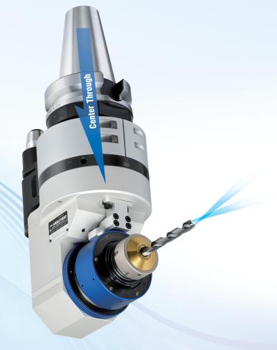 Center-through-coolant angle head