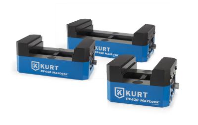 Precision Force 5-Axis MaxLock Vise Lineup 5-Axis Vises Feature Robot-Ready Design and Kurt AngLock Tech