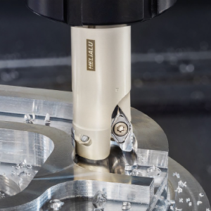 Insert features serrated cutting-edge geometry for efficient rough milling