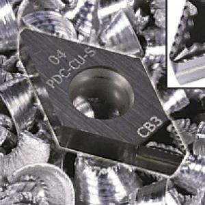 PCD inserts with CB3 chipbreakers