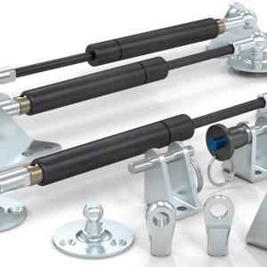 Increased Flexibility for Gas Strut Installation with Brackets and End Fittings