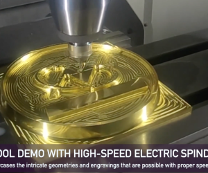 High-speed electric spindle demo with micro tool