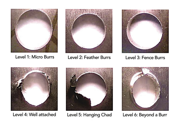 There are five levels of burrs, plus one that goes beyond what is generally considered a burr. Photo credit: E-Z Burr Tool