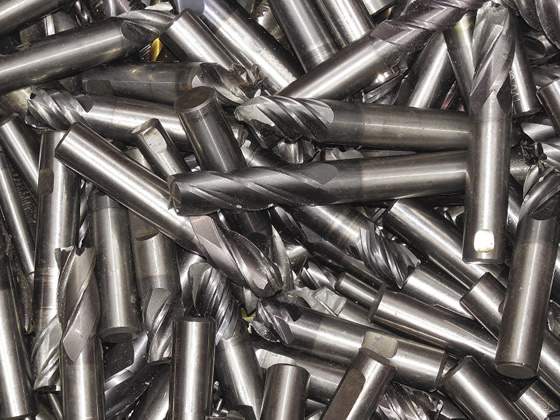 Broken and worn carbide endmills are ready for recycling. Image courtesy of Carbide-USA.