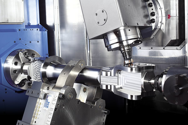 Multitaskers can often machine parts, such as this aircraft landing gear strut, in a single setup. Image courtesy Doosan Machine Tools America.