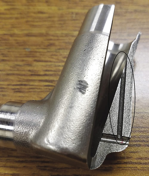 One advantage to sinker EDMing is its ability to create tiny, precise features. Both of these parts were received in a machined state; only the highlighted features were EDMed, but any imperfection in the profile would have led to scrapping the finished part.