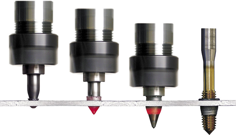 Thermal-friction drilling creates a hole and a bushing through the use of heat and pressure. Photo credit: Flowdrill
